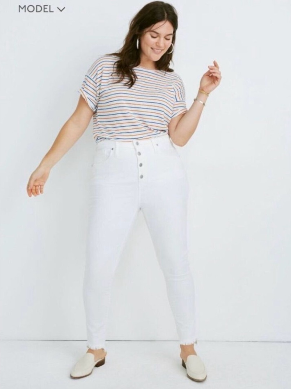 Madewell High-Rise White Button-Fly Skinny Jeans